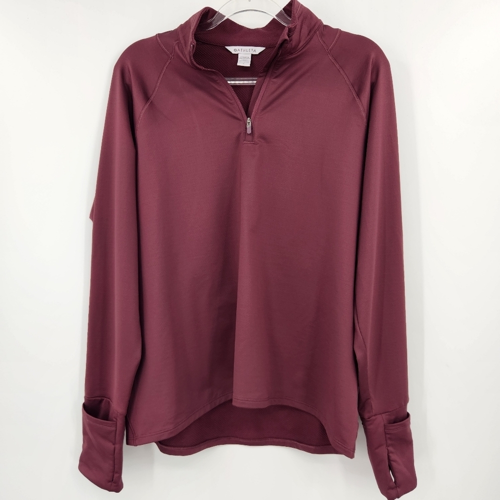 Athleta Whistler Top Quarter Zip Pullover Womens Size Large Spiced Cabernet